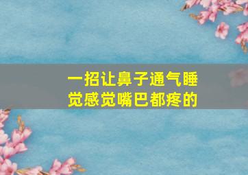 一招让鼻子通气睡觉感觉嘴巴都疼的