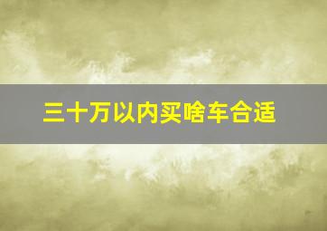 三十万以内买啥车合适