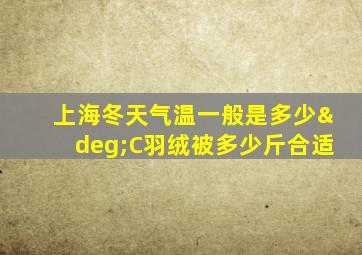 上海冬天气温一般是多少°C羽绒被多少斤合适