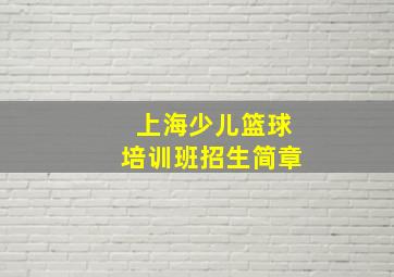 上海少儿篮球培训班招生简章