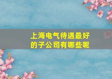 上海电气待遇最好的子公司有哪些呢