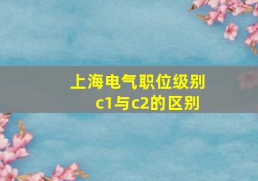 上海电气职位级别c1与c2的区别