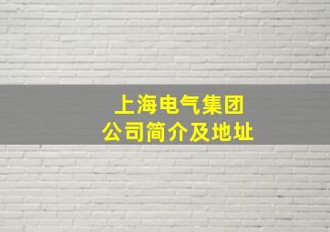 上海电气集团公司简介及地址