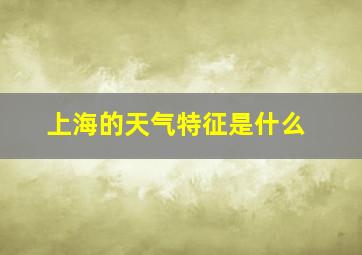 上海的天气特征是什么