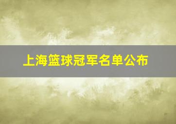 上海篮球冠军名单公布