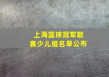 上海篮球冠军联赛少儿组名单公布