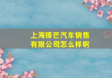 上海锋芒汽车销售有限公司怎么样啊