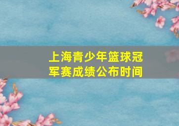 上海青少年篮球冠军赛成绩公布时间