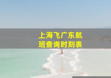 上海飞广东航班查询时刻表