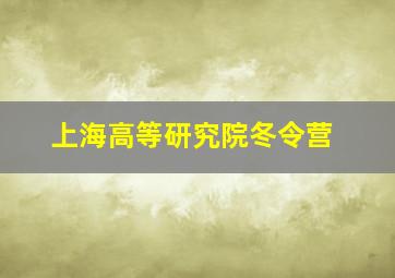 上海高等研究院冬令营