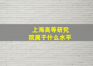 上海高等研究院属于什么水平