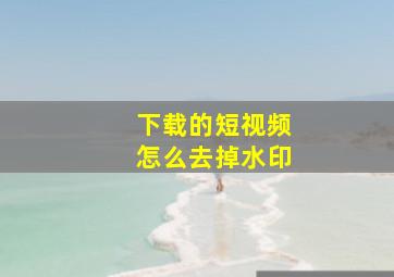 下载的短视频怎么去掉水印