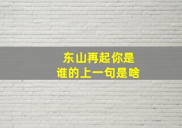 东山再起你是谁的上一句是啥