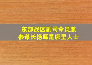 东部战区副司令员兼参谋长杨晖是哪里人士