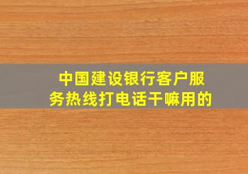 中国建设银行客户服务热线打电话干嘛用的