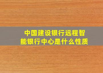 中国建设银行远程智能银行中心是什么性质