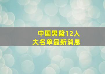 中国男篮12人大名单最新消息