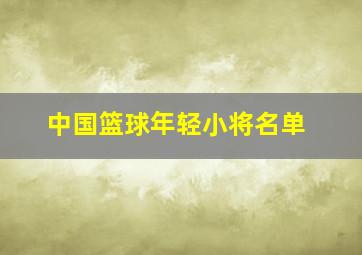 中国篮球年轻小将名单