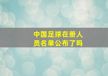 中国足球在册人员名单公布了吗