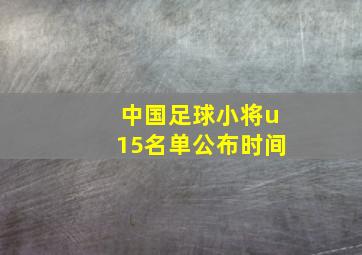 中国足球小将u15名单公布时间