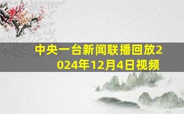 中央一台新闻联播回放2024年12月4日视频