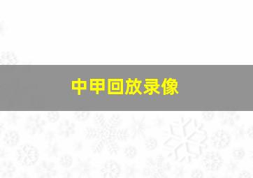 中甲回放录像