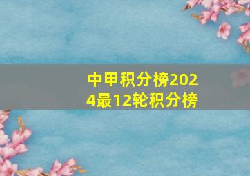 中甲积分榜2024最12轮积分榜