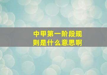 中甲第一阶段规则是什么意思啊