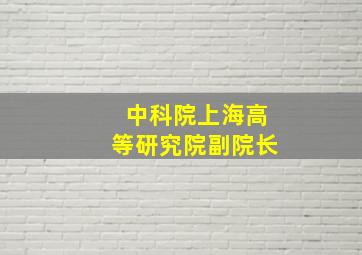 中科院上海高等研究院副院长