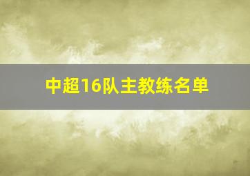 中超16队主教练名单