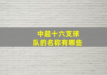 中超十六支球队的名称有哪些