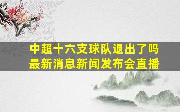 中超十六支球队退出了吗最新消息新闻发布会直播