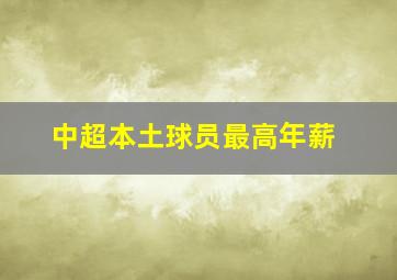 中超本土球员最高年薪