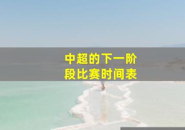 中超的下一阶段比赛时间表