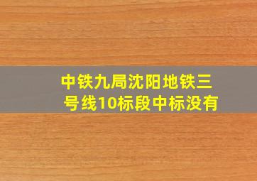 中铁九局沈阳地铁三号线10标段中标没有