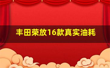 丰田荣放16款真实油耗