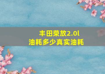 丰田荣放2.0l油耗多少真实油耗