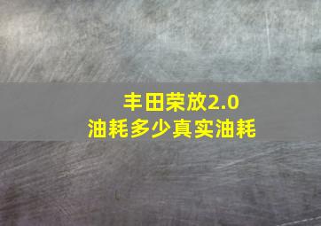 丰田荣放2.0油耗多少真实油耗