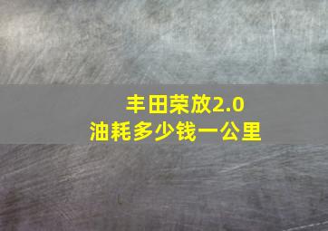 丰田荣放2.0油耗多少钱一公里