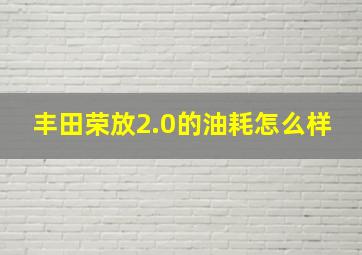 丰田荣放2.0的油耗怎么样