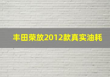 丰田荣放2012款真实油耗