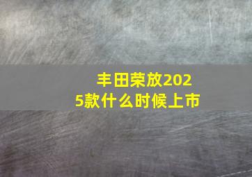 丰田荣放2025款什么时候上市