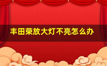 丰田荣放大灯不亮怎么办