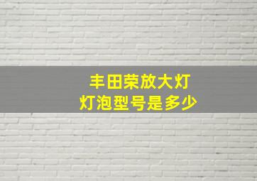 丰田荣放大灯灯泡型号是多少