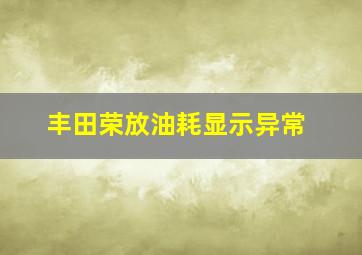 丰田荣放油耗显示异常