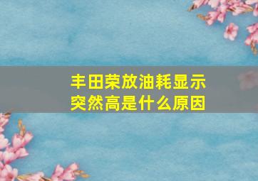 丰田荣放油耗显示突然高是什么原因