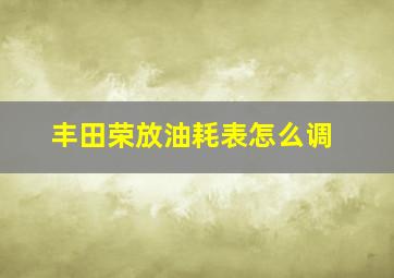 丰田荣放油耗表怎么调