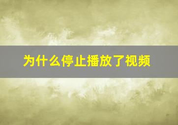 为什么停止播放了视频