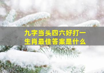 九字当头四六好打一生肖最佳答案是什么