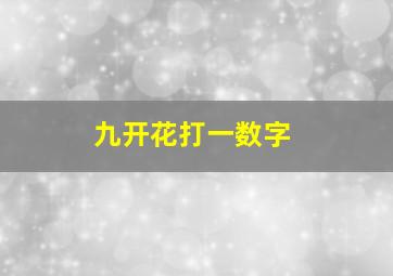 九开花打一数字